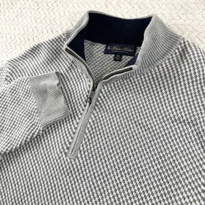Brooks Brothers 1/4 Zip Sweater Men's XXL  Pullover Gray White Fisherman Cozy